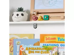 Bibliothèque Pour Enfant, Étagère à Livres 3 Niveaux Avec 2 Boîtes De Rangement, KMB69-W -Meilleur Meubles Magasin bibliotheque 18269487