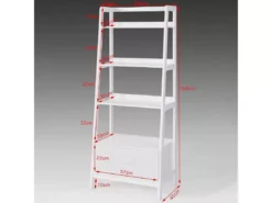 Bibliothèque Étagère Style échelle De 4 Niveaux Et 1 Tiroir Blanc, FRG116-W -Meilleur Meubles Magasin bibliotheque 19156975