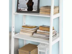 Bibliothèque Étagère Style échelle De 4 Niveaux Et 1 Tiroir Blanc, FRG116-W -Meilleur Meubles Magasin bibliotheque 19156985