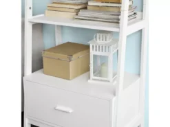 Bibliothèque Étagère Style échelle De 4 Niveaux Et 1 Tiroir Blanc, FRG116-W -Meilleur Meubles Magasin bibliotheque 19156989