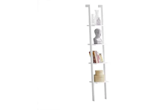 Bibliothèque Étagère Murale Style échelle, Étagère échelle 4 Niveaux- Blanc, FRG15-W -Meilleur Meubles Magasin bibliotheque 19157201