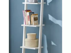 Bibliothèque Étagère Murale Style échelle, Étagère échelle 4 Niveaux- Blanc, FRG15-W -Meilleur Meubles Magasin bibliotheque 19157213