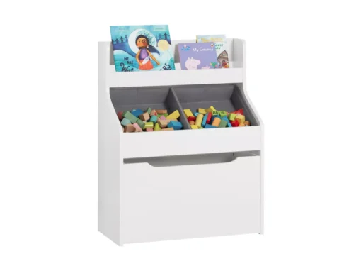 Étagère De Rangement Pour Chambre D’Enfants Avec 2 Paniers Et 1 Compartiment à Roulettes, KMB71-W -Meilleur Meubles Magasin bibliotheque 19313077