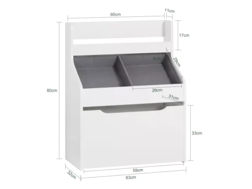 Étagère De Rangement Pour Chambre D’Enfants Avec 2 Paniers Et 1 Compartiment à Roulettes, KMB71-W -Meilleur Meubles Magasin bibliotheque 19313079