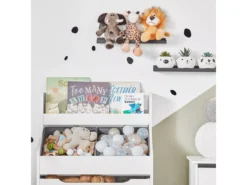 Étagère De Rangement Pour Chambre D’Enfants Avec 2 Paniers Et 1 Compartiment à Roulettes, KMB71-W -Meilleur Meubles Magasin bibliotheque 19313089