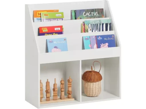 Bibliothèque Étagère à Livres Étagère De Rangement 3 Compartiments Et 2 Cubes Ouverts, KMB01-W -Meilleur Meubles Magasin bibliotheque 19399565