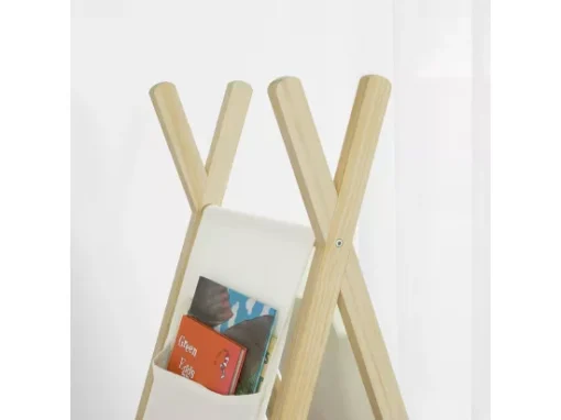 Bibliothèque Étagère Sur Pieds Pour Enfants Avec 3 étages Et 6 Pochettes Latéralaux, KMB30-WN -Meilleur Meubles Magasin bibliotheque 19400409