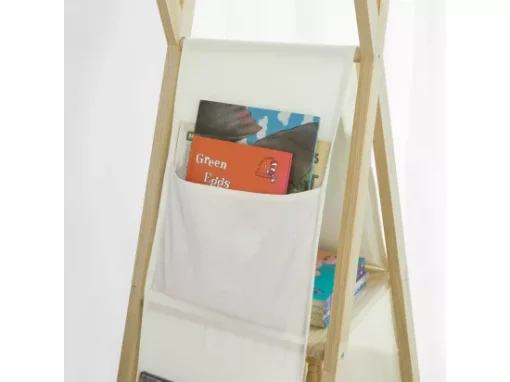 Bibliothèque Étagère Sur Pieds Pour Enfants Avec 3 étages Et 6 Pochettes Latéralaux, KMB30-WN -Meilleur Meubles Magasin bibliotheque 19400411