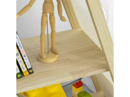 Bibliothèque Étagère Sur Pieds Pour Enfants Avec 3 étages Et 6 Pochettes Latéralaux, KMB30-WN -Meilleur Meubles Magasin bibliotheque 19400419