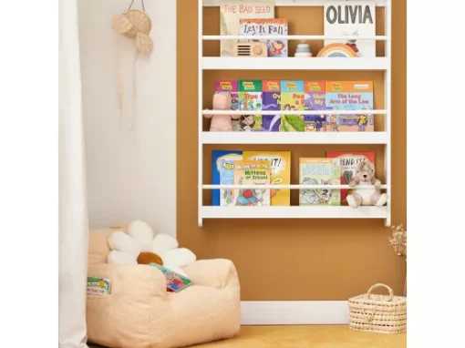 Bibliothèque Murale Étagère De Rangement Étagère à Livres Enfants Avec 4 Étages, KMB08-W -Meilleur Meubles Magasin bibliotheque 19400449