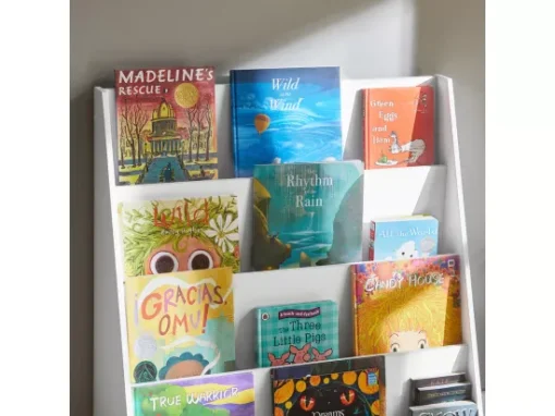 Étagère À Livres Pour Enfants Avec 4 Compartiments De Rangement Blanc, Kmb32-w -Meilleur Meubles Magasin bibliotheque 19400939
