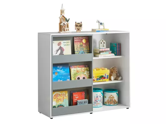 Étagère Enfants Commode Pour Chambre D'Enfant Avec Porte Coulissante Étagère à Jouets, KMB33-W 3 Étagère Enfants Commode Pour Chambre D'Enfant Avec Porte Coulissante Étagère à Jouets, KMB33-W
