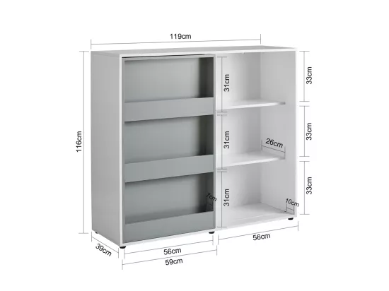 Étagère Enfants Commode Pour Chambre D'Enfant Avec Porte Coulissante Étagère à Jouets, KMB33-W 5 Étagère Enfants Commode Pour Chambre D'Enfant Avec Porte Coulissante Étagère à Jouets, KMB33-W – Image 3