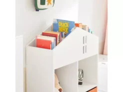 Mini Bibliothèque Pour Livres Et Jouets Pour Enfant, Étagère En Forme De Maison, KMB49-W -Meilleur Meubles Magasin bibliotheque 19401439