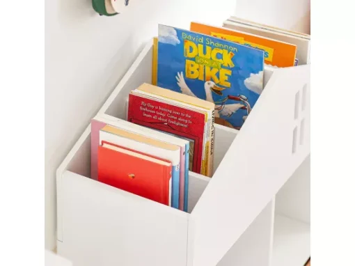 Mini Bibliothèque Pour Livres Et Jouets Pour Enfant, Étagère En Forme De Maison, KMB49-W -Meilleur Meubles Magasin bibliotheque 19401441