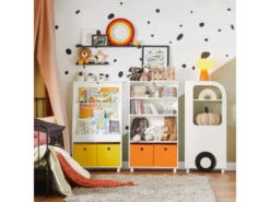 SoBuy Lot De 3 Bibliothèques Pour Enfant Étagère Enfant Rangement Pour Livres Et Jouets, Forme De Voiture KMB67-W+KMB68-W+KMB69-W -Meilleur Meubles Magasin bibliotheque 19816123