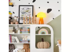 Armoire Pour Enfants, Meuble De Rangement Jouets Avec 2 Paniers Multicolores, KMB67-W -Meilleur Meubles Magasin bibliotheque 22826657