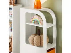 Armoire Pour Enfants, Meuble De Rangement Jouets Avec 2 Paniers Multicolores, KMB67-W -Meilleur Meubles Magasin bibliotheque 22826659