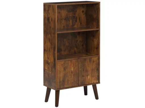 Bibliothèque Avec 2 Niveaux Et Portes Effet Bois Foncé VICOSA -Meilleur Meubles Magasin bibliotheque 23238453