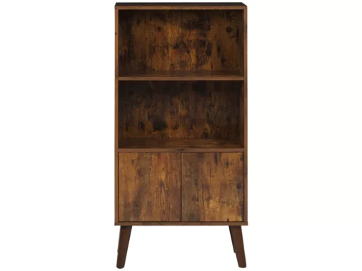 Bibliothèque Avec 2 Niveaux Et Portes Effet Bois Foncé VICOSA -Meilleur Meubles Magasin bibliotheque 23238465