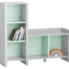 SoBuy Bibliothèque Pour Enfant, Banc Étagère De Rangement Pour Jouets Et Livres, Étagère à Livres Pour Garçon Fille Pour Chambre D'enfant Et Salle De Jeux, 5 Compartiments, 90 X 30 X 82 Cm, Gris Et Vert, KMB89-HG -Meilleur Meubles Magasin bibliotheque 23828049