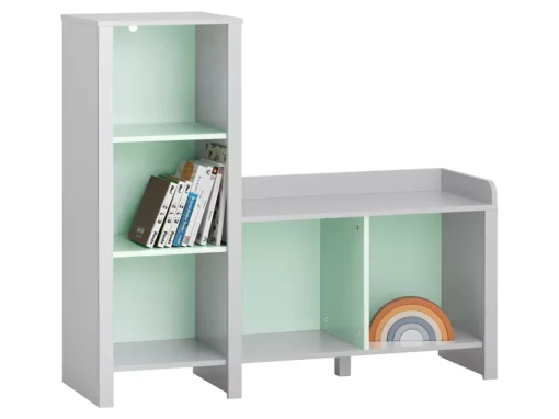 SoBuy Bibliothèque Pour Enfant, Banc Étagère De Rangement Pour Jouets Et Livres, Étagère à Livres Pour Garçon Fille Pour Chambre D'enfant Et Salle De Jeux, 5 Compartiments, 90 X 30 X 82 Cm, Gris Et Vert, KMB89-HG -Meilleur Meubles Magasin bibliotheque 23828049