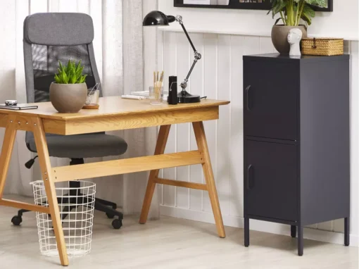 Armoire 2 Portes En Acier Noir HURON -Meilleur Meubles Magasin buffet 16267607