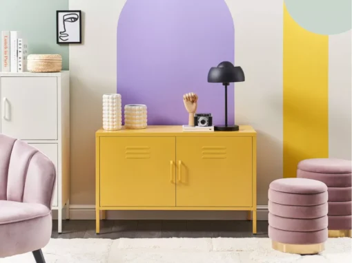 Buffet En Métal Jaune 2 Portes URIA -Meilleur Meubles Magasin buffet 16701595