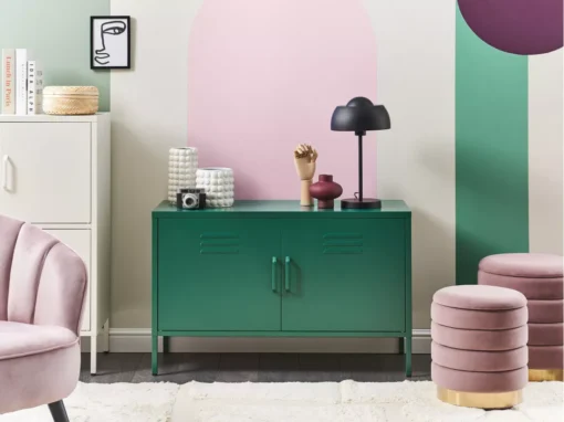 Buffet En Métal Vert 2 Portes URIA -Meilleur Meubles Magasin buffet 16701665