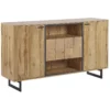 Buffet Avec 2 Tiroirs Et 2 Portes En Bois Clair Et Noir BOISO -Meilleur Meubles Magasin buffet 17163297