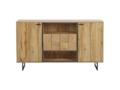 Buffet Avec 2 Tiroirs Et 2 Portes En Bois Clair Et Noir BOISO -Meilleur Meubles Magasin buffet 17163303