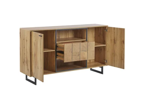 Buffet Avec 2 Tiroirs Et 2 Portes En Bois Clair Et Noir BOISO -Meilleur Meubles Magasin buffet 17163307