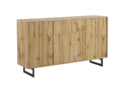 Buffet Avec 2 Tiroirs Et 2 Portes En Bois Clair Et Noir BOISO -Meilleur Meubles Magasin buffet 17163309
