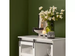 Buffet Commode Avec Porte De Grange Coulissante à 2 Niveaux, FSB46-W -Meilleur Meubles Magasin buffet 18438765