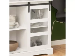 Buffet Commode Avec Porte De Grange Coulissante à 2 Niveaux, FSB46-W -Meilleur Meubles Magasin buffet 18438767