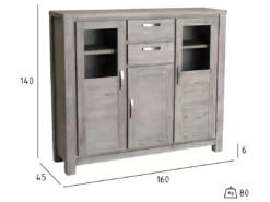 Buffet Haut Alaska Avec 3 Portes Et 2 Tiroirs - Acacia Massif Et MDF - Marron -Meilleur Meubles Magasin buffet 18873117
