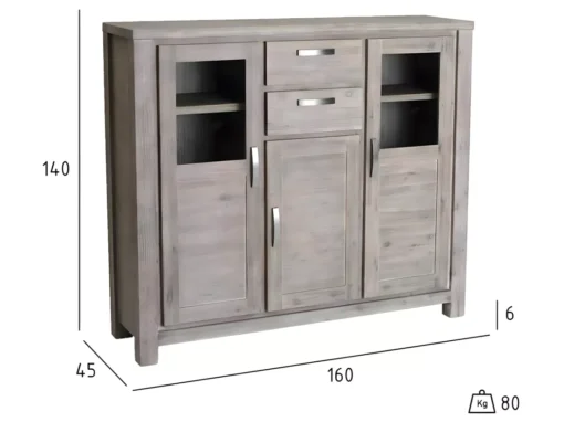 Buffet Haut Alaska Avec 3 Portes Et 2 Tiroirs - Acacia Massif Et MDF - Marron -Meilleur Meubles Magasin buffet 18873117