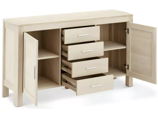 Buffet Paris Avec 2 Portes Et 4 Tiroirs - Chêne Massif Et MDF - Naturel -Meilleur Meubles Magasin buffet 18873185