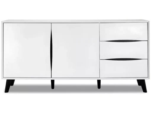 Buffet Lyon Avec 2 Portes Et 3 Tiroirs - MDF Et Bois - Blanc -Meilleur Meubles Magasin buffet 18873213