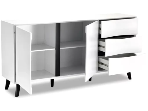 Buffet Lyon Avec 2 Portes Et 3 Tiroirs - MDF Et Bois - Blanc -Meilleur Meubles Magasin buffet 18873215