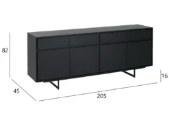 Buffet Tokyo Avec 4 Portes Et 4 Tiroirs - MDF Et Métal - Noir -Meilleur Meubles Magasin buffet 18873291