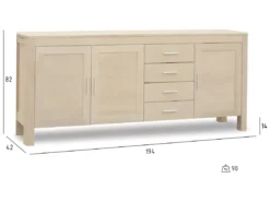 Buffet Paris Avec 3 Portes Et 4 Tiroirs - Chêne Massif Et MDF - Naturel -Meilleur Meubles Magasin buffet 18873341