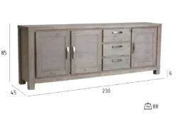 Buffet Alaska Avec 3 Portes Et 3 Tiroirs - Acacia Massif Et MDF - Marron -Meilleur Meubles Magasin buffet 18873371