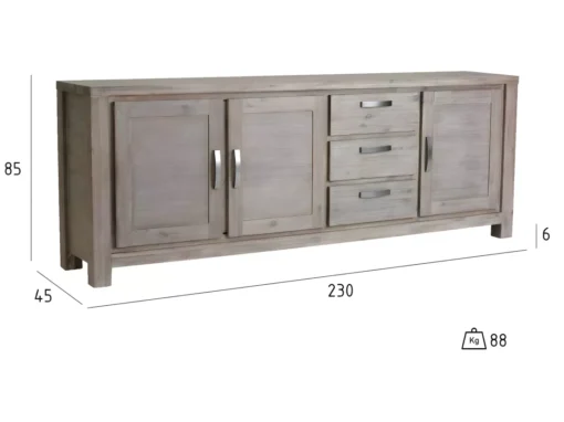 Buffet Alaska Avec 3 Portes Et 3 Tiroirs - Acacia Massif Et MDF - Marron -Meilleur Meubles Magasin buffet 18873371