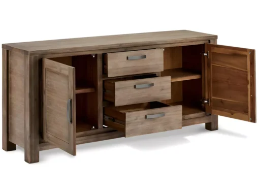 Buffet Alaska Avec 2 Portes Et 3 Tiroirs - Acacia Massif Et MDF - Marron -Meilleur Meubles Magasin buffet 18873391