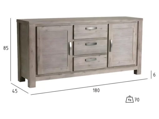 Buffet Alaska Avec 2 Portes Et 3 Tiroirs - Acacia Massif Et MDF - Marron -Meilleur Meubles Magasin buffet 18873403