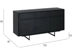Buffet Tokyo Avec 3 Portes Et 3 Tiroirs - MDF Et Métal - Noir -Meilleur Meubles Magasin buffet 18873497