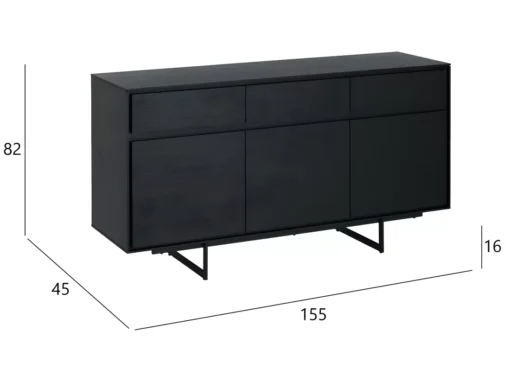 Buffet Tokyo Avec 3 Portes Et 3 Tiroirs - MDF Et Métal - Noir -Meilleur Meubles Magasin buffet 18873497