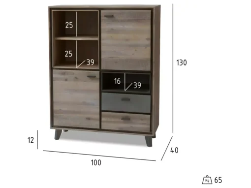 Buffet Haut Malaga Avec 2 Portes Et 3 Niches - Acacia Massif Et MDF - Marron -Meilleur Meubles Magasin buffet 18873789