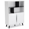 Buffet Haut Lyon Avec 2 Portes Et 2 Niches - MDF Et Bois - Blanc -Meilleur Meubles Magasin buffet 18873905